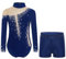 iEFiEL Mädchen Turnanzug Gymnastik Trikotanzug Glänzende Tanzbekleidung Langarm Tanzbody Klassisch Gymnastikanzug Yb Navy blau B 122-128