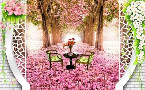 Tapete Retro Rosa Baum Vliestapete 3d Effekt Kinderzimmer Tapete Erwachsene Wallpaper Wohnzimmer Fernsehhintergrund Fototapete Kinderzimmer Schlafzimmer 400x240cm