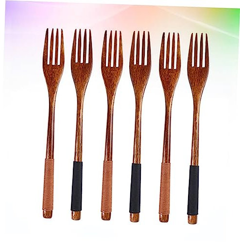 Amosfun 6 Pièces Fourchette Pour Enfants Ustensile De Cuisine Pour Enfants Fourchettes à Bento Cuillères Baguettes Vaisselle Portion Coutellerie Assiettes Plaque Cuillère Bébé En Bois