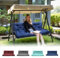 2-3 Seater Thick Garden Bench Cushion, Waterproof Patio Swing Cushion with Backrest, Outdoor Sun Lounger Sofa Swing Hammock Porch Pad Mat with Ties Straps for Canopy Furniture, (Blue,152x102cm)