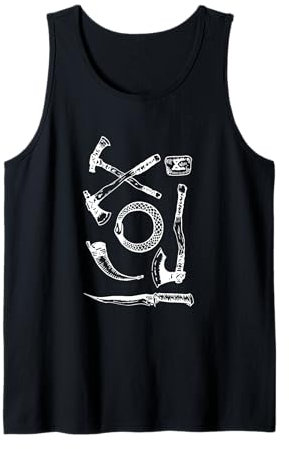 Viking Tools of War Design - Axes, Knives, and Ring Symbol Tank Top