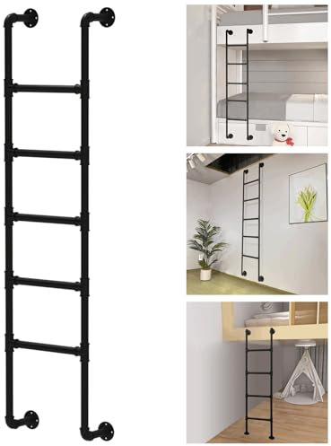 Etagenbettleiter für Wohnmobile, Wandmontage, Dachbodenleiter aus Metall, 100–300 cm, industrielle Notausstiegsleiter aus Eisenrohr für Fensterschacht, Sicherheits-Seitenaufstiegsleiter (170