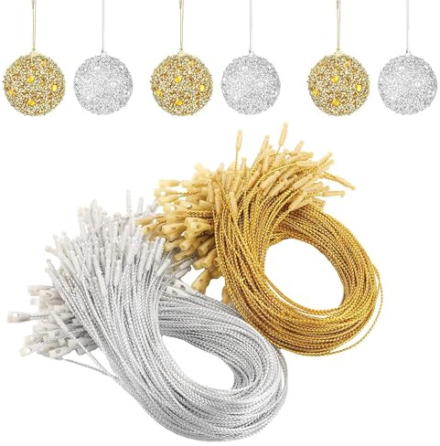 BHSTTNIXP 200 PCS Christmas String for Hanging Ornament,Gold and Silver Bauble String for Christmas Decorations Xmas Craft Gifts Making Jewelry Cord