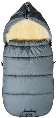 SHEEP Thermo Fußsack mit Lammfelleinlage, 100x45cm, Universal Kinderwagen, Wasserabweisend, Reflektorstreifen (anthracite)