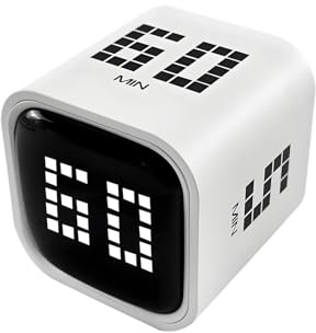 QUMOX Digital Cube Timer, Rechargeable Flip Timer with Gravity, White | Simply flip the cube to start timing 5, 10, 30, or 60 minutes instantly.