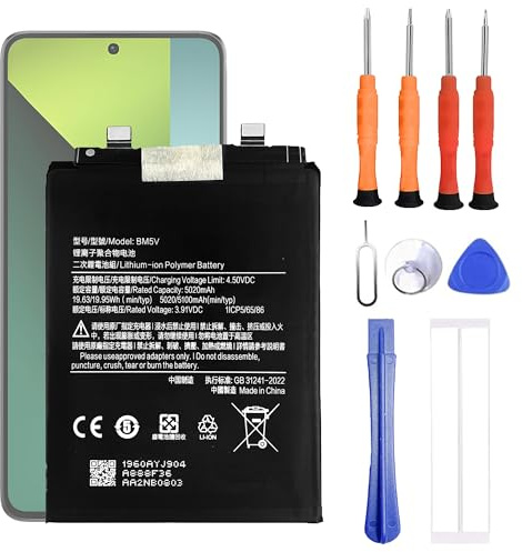 VUXYIT BM5V - Batteria di ricambio compatibile con Redmi Note 13 Pro 5G / Poco X6 5G, con set di attrezzi di riparazione
