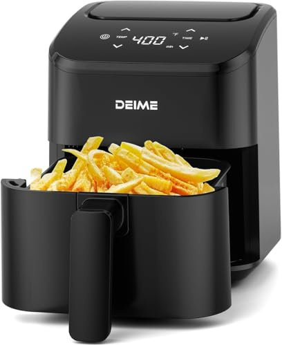 DEIME Heißluftfritteuse 2,5 l, kleiner digitaler Airfryer, platzsparend, kompakt, zum Backen, Aufwärmen, Braten für schnelle und einfache Mahlzeiten, Mini, kompakt und leise (Black)