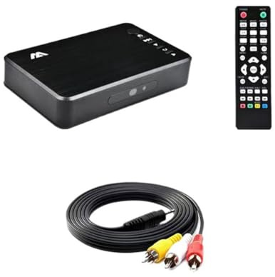 HWIREUIGT Mini Lettore Multimediale Full HD con Riproduzione Automatica 1080P, Lettore Multimediale HDD Esterno USB, VGA AV per SD U Disk MKV RMVB, Spina UE