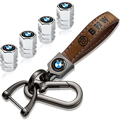 Leder Schlüsselanhänger für BMW M M2 M4 M5 M6 M8 X1 X2 X3 X5 X6 M135i M240i Z4 328i X7, 4 Stück Auto Reifen Ventilkappen