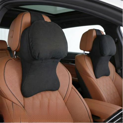 2 cojines para reposacabezas de coche de espuma viscoelástica, cojín cervical ergonómico 3D para columna cervical, funda de terciopelo para yates transpirable, para coches, camiones, SUV, silla de