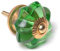 Green flower shaped cut glass drawer & cupboard knobs