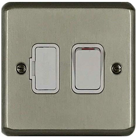 Deta 1913SCW Switched Spur Connection Unit 13 Amp Satin Chrome/White Inserts