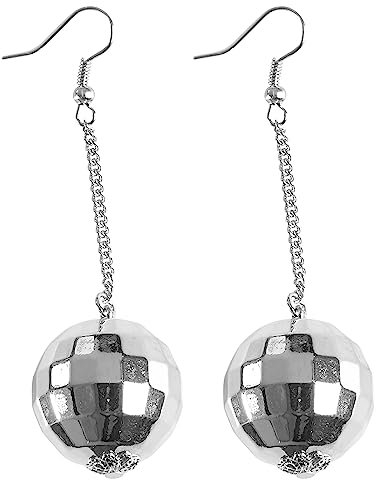 WIDMANN MILANO PARTY FASHION W 03526 – Boucles d'oreilles boule, bijoux, disco fever, carnaval, fête à thème, Pour femme, 11008899, argenté, Taille unique