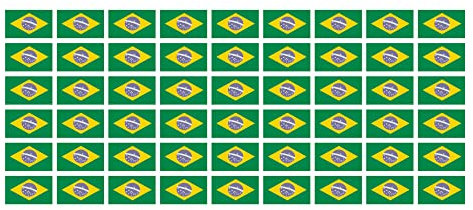 INDIGOS UG - Mini Fahnen - Flaggen Set glatt - 20x12mm - selbstklebender Aufkleber - Brasilien - Sticker fürs Büro, Schule und zu Hause - 54 Stück - für Auto, Laptop, Modellbau, Fenster, Schule