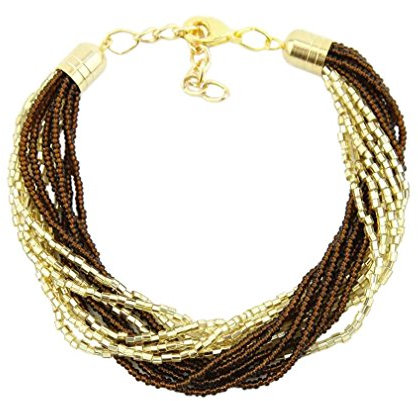 GlassOfVenice Bracciale di Murano con Perle di Semi di 12 Fili Gloriosa - Topazio e Oro