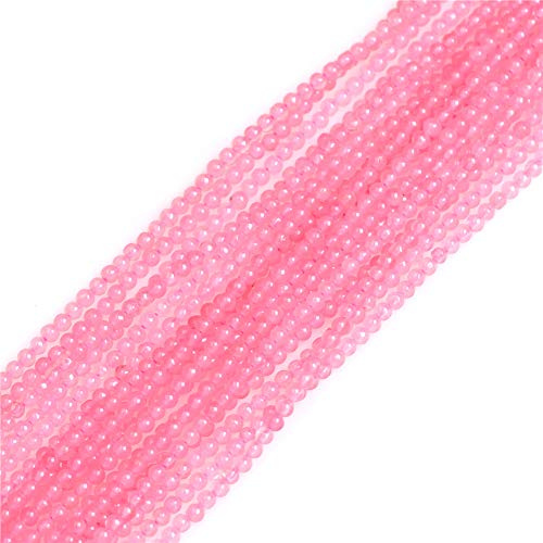 GEM-Inside Natural 2mm Rose Quartz Round Gemstone Semi Precious Loose Beads for Jewellery Making 15''