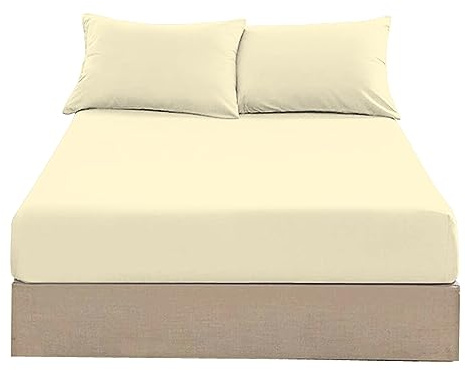 16 Extra Deep 100% Egyptian Cotton Fitted Sheet All UK Sizes Or Pillow Pair Cases 200 Thread Count (Cream, Super King)