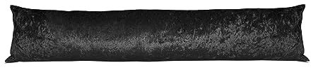 Bedding Direct Uk Door Draught Excluder Luxury Crushed Velvet Sausage Perfect For Retaining Heat in Colder Winter Months in Black - 85cm x 20cm Wind Stop Pillow Draft Excluder