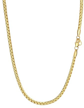 PROSTEEL Collana da Uomo catena scatola piatta 45 cm larghezza 4 mm oro acciaio inossidabile placcato oro 18K sottile grossa regalo Natale