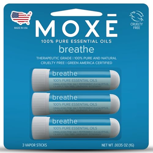 MOXE Breathe Himalayan Salt Nasal Inhaler Stick, Help Clear Congestion 3PK