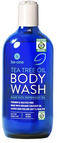 Be-One Organics USDA Organic Tea Tree Oil Gel douche antifongique sans paraben ni sulfate Peau sensible démangeaisons acné eczéma infection à levures Pour homme et femme Fabriqué aux États-Unis