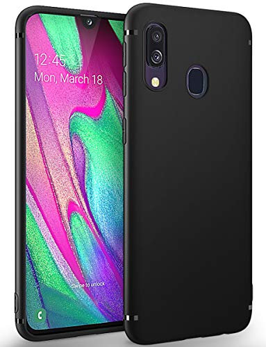BENNALD Hülle für Samsung Galaxy A40, Extrem Dünn Handyhülle Weiche TPU Stoßfest Kratzfest Schutzhülle Case, Matt Schwarz
