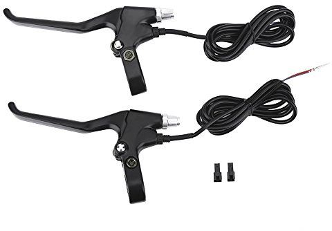 Bicycle Brake Lever, 1 Pair 2 Wires Aluminum Alloy Left & Right E-Bike Brake Lever Set Bicycle Electric Brake Lever Replacement Parts, Stable/Durable