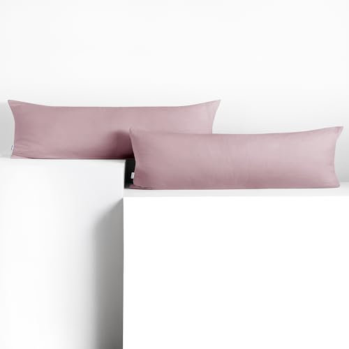 DecoKing 2 Kissenbezüge 40x145 cm Jersey 100% gekämmte Baumwolle Reißverschluss Erikafarben Amber