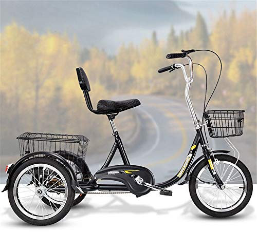 JHKGY Dreirad,20 Zoll Adult Trike,Single Speed Hybrid Cargo Cruiser Trike Fahrrad,Mit Korb,Zum Einkaufen Mit Vollmontagewerkzeugen,Schwarz