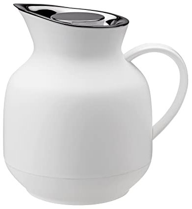 Stelton Isolierkanne Amphora - Teekanne, Thermoskanne, Thermosflasche - 1-Liter-Kunststoffkanne mit Thermo-Glaseinsatz - Zubehör für Haushalt, Küche, Esszimmer - Mattes Finish, Soft White