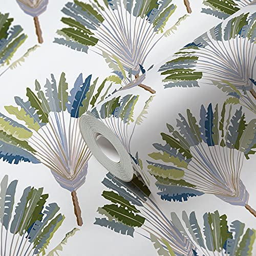 Architects Paper Dschungeltapete Jungle Chic Tapete tropisch PVC-freie Vliestapete grün weiß blau grau braun matt glatt 377081 37708-1, 10.05 m x 0.53 m