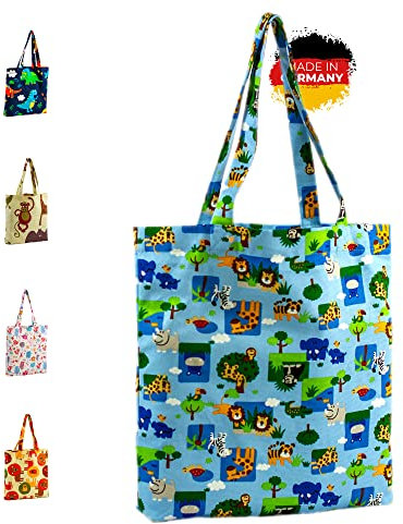 Bunte Köpfe - Kinder Spielzeugtasche für unterwegs, Umhängetasche, Beutel - Made in Germany - Zoo