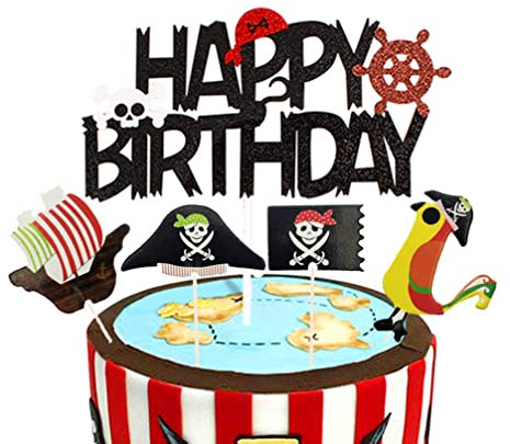 Houhounb 25 Stück Pirate Party Deko Set Piraten Kuchendeckel Picks Kuchen Topper Cupcake für Children's Birthday Party
