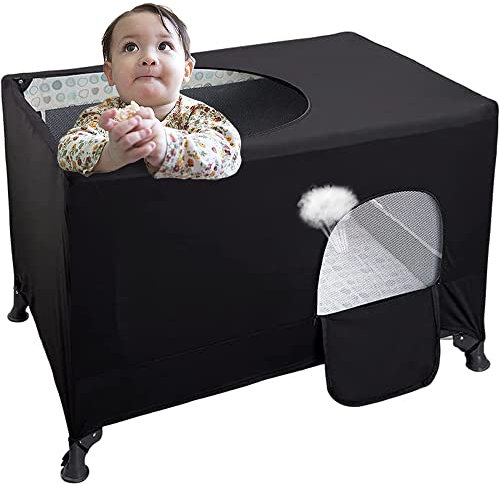 Tyuodna Atmungsaktives Kinderbett Verdunkelung Abdeckung,Faltbar Verdunkelungszelt für Reisebetten,Moskitonetz Reisebett,Crib Blackout Cover für Indoor-Outdoor-Reisebetten