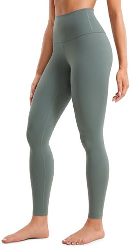 CRZ YOGA Butterluxe Damen High Waist Sport Leggings Blickdicht Yoga Leggins Sporthose Workout Gym Yogahose - 71cm Grauer Salbei 40