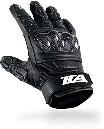 TLA NOX Guanti moto pelle, protezioni nocche, omologati CE, polsino corto, 2XS-5XL uomo, donna. Guanto da moto, scooter, touchscreen, estivi, traspiranti, alta protezione all'impatto (Nero, NeroXL)