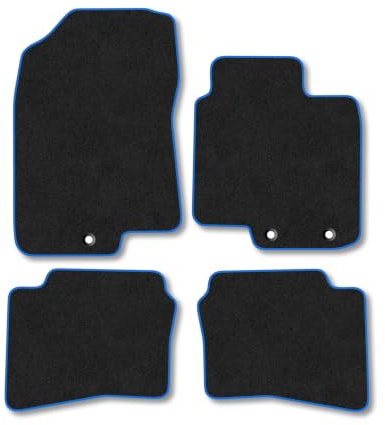 Fits Hyundai i20 (2015-2020) Carpet Car Mats | Blue Edge Trim Tailored Fit Floor Mats Full Coverage Protection Accessories Easy Clean Anti Slip Made in the UK