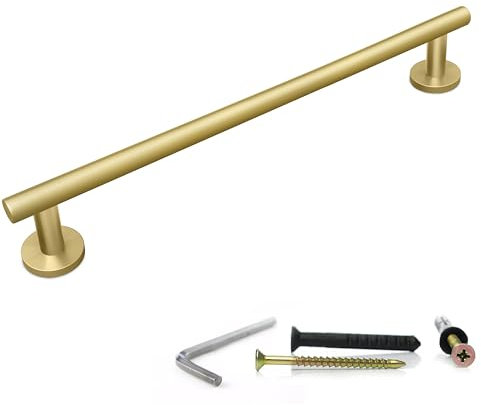 Barre porte-serviettes dorée brossée de 45,7 cm - En acier inoxydable de qualité supérieure - Support mural moderne pour salle de bain, cuisine, hôtel - Antirouille, robuste, peu encombrant