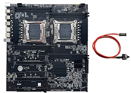 Aflytep X99 Motherboard mit Doppelsockel, mit Switch-Kabel LGA2011-3 Dual CPU DDR4, Speicherplatz 8 x SATA2.0 NVME M.2 Motherboard