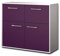 Lqliving Sideboard - Beistellschrank Calliope, Korpus: Weiss matt, Front: Farb-Design Lila (92x79x35cm), inkl. Metall Griffen, Made in Germany
