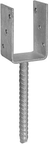 Generic Heavy Duty Galvanised U Shape Pin Post Fence Foot Anchors Concreting 61mm-2.4 Silver Metal Mounting Type Ground Mount