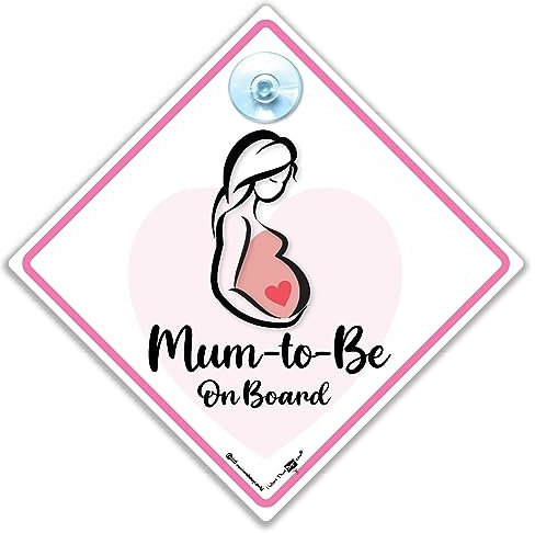 Panneau « Mum to Be », « Bump On Board », « Pregnant Lady » - Panneau de voiture pour femme enceinte - 14 cm x 14 cm x 2 cm