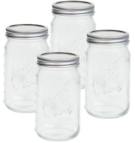 LIEBLINGSGLAS | 4er Set Oleni Mason Jar | 1000ml Vorratsgläser | Luftdicht & Langlebig | Praktisches Geschenk | Vorratsdosen & Getränkebehälter | Original Mason Jars Design | Meal Prep Gläser