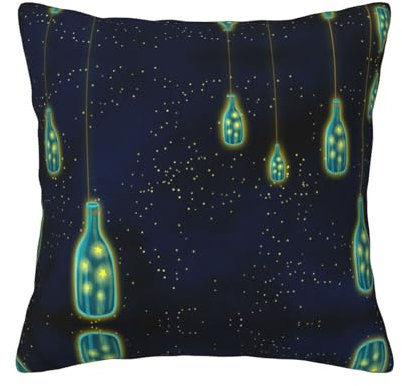 NEZIH Schöne Flasche mit Under the Night Sky-Aufdruck, Cord-Kissenbezüge, gestreift, quadratisch, Kissen für Couch, Dekoration, Wohnzimmer