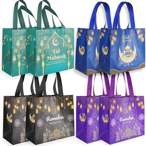 ANOTION Ramadan Geschenktaschen Wiederverwendbare Geschenktaschen mit Griffen Ramadan Dekorationen für Zuhause Eid Mubarak Geschenktaschen Ramadan Mubarak Non-Woven Geschenktaschen