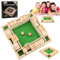 TW1TGOFT Holz Brettspiel, 22,5 x 22,5 cm Shut The Box Spiel, Klassisch Würfelspiel, Lustiges Tabletop Klappenspiel mit 2 Würfel, Zahlenspiel, für Kinder/Erwachsene/Familien/Partys (2–4 Spieler)