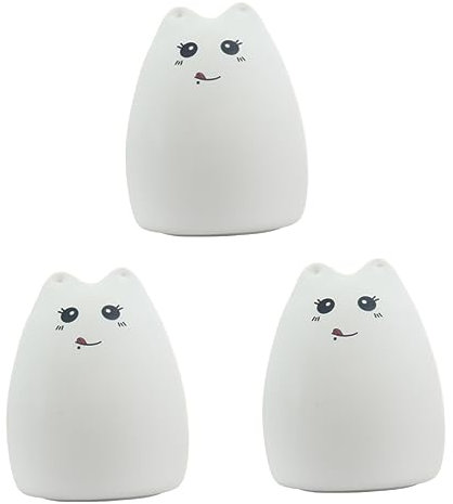 Artibetter 3St tragbares Nachtlicht lampara para de Katzen-Nachtlicht aus Silikon nachtlampe Kinder Katzenlampe tierisches Licht Karikatur Licht klopfen Umgebungslicht Silikonlampe Weiß