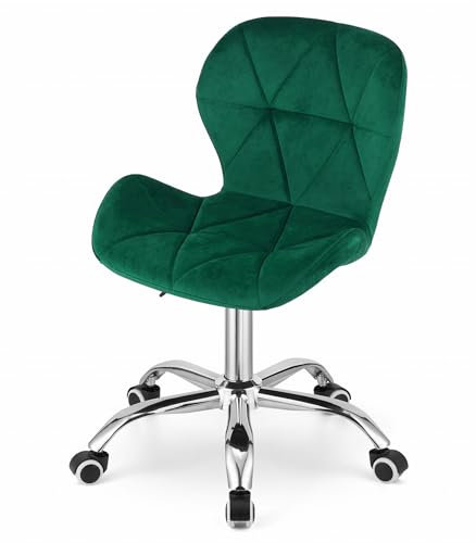NMK HOME Ergonomischer Bürostuhl aus Samt – moderner Drehstuhl mit weicher Polsterung, Verstellbarer Sitzhöhe & stilvollem Design, für Homeoffice, Schminktisch & Büro, grün