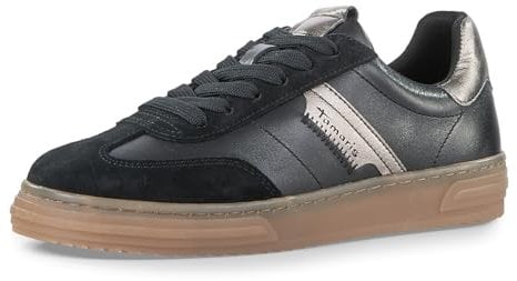 Tamaris Damen Low-Top Sneaker, Frauen Halbschuhe,Wechselfußbett,Comfort Lining,Turnschuhe,Laufschuhe,Freizeit,sportlich,Black Leather,41 EU