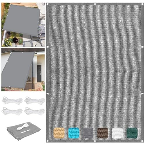 Sonnensegel Rechteckig 3.2 x 4 m Windschutz Schattenspender Garten Uv-Schutz 98% Reißfest Ohne Bohren inkl Befestigungsseile für Carport Pflanze Pergola Zaun Außen, Hellgrau